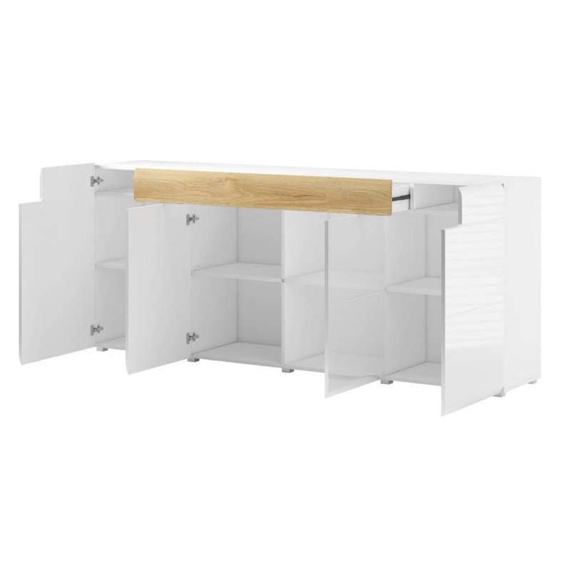 Toledo 208cm Sideboard, White/Oak
