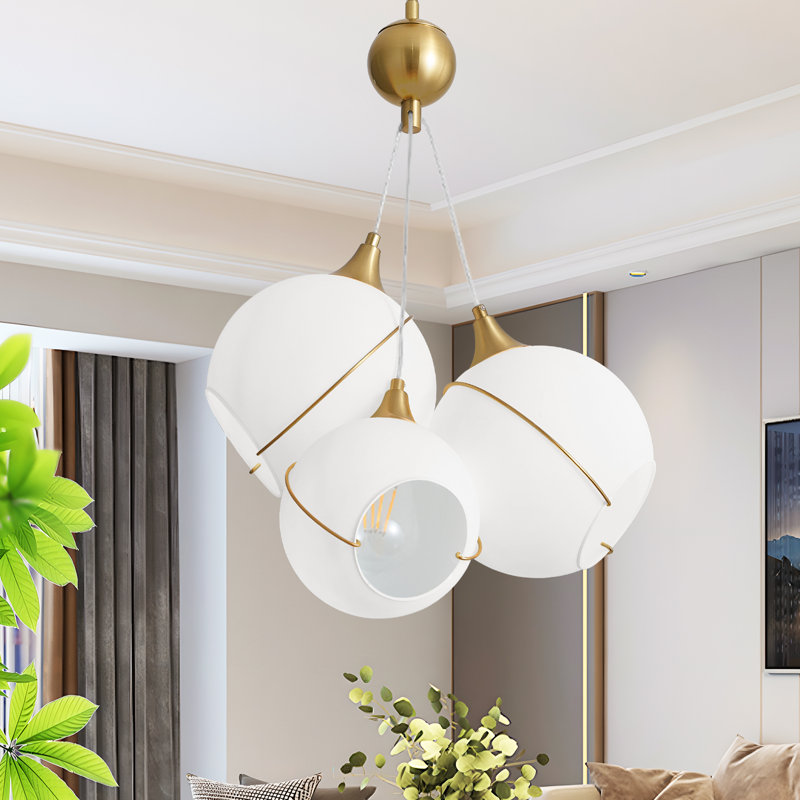  Luminaire suspendu lustre spoutnik moderne à 3 lumières Schneck, Doré