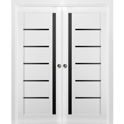 Planum Frosted Glass Wood French Doors