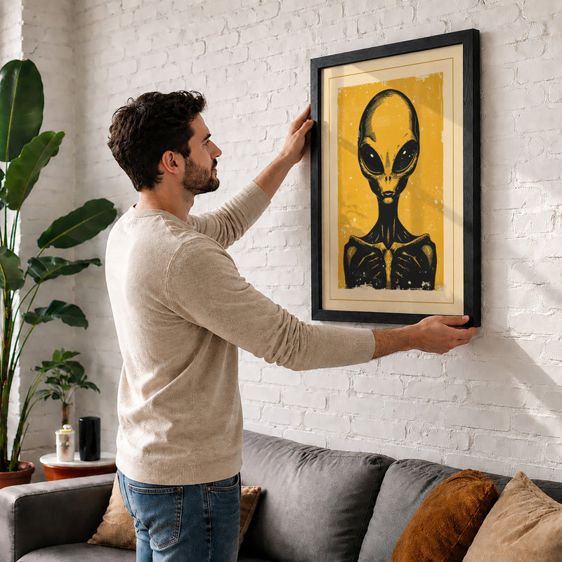 Alien Icon Retro - Framed Print, A1 - 84.1 x 59.4 cm, White