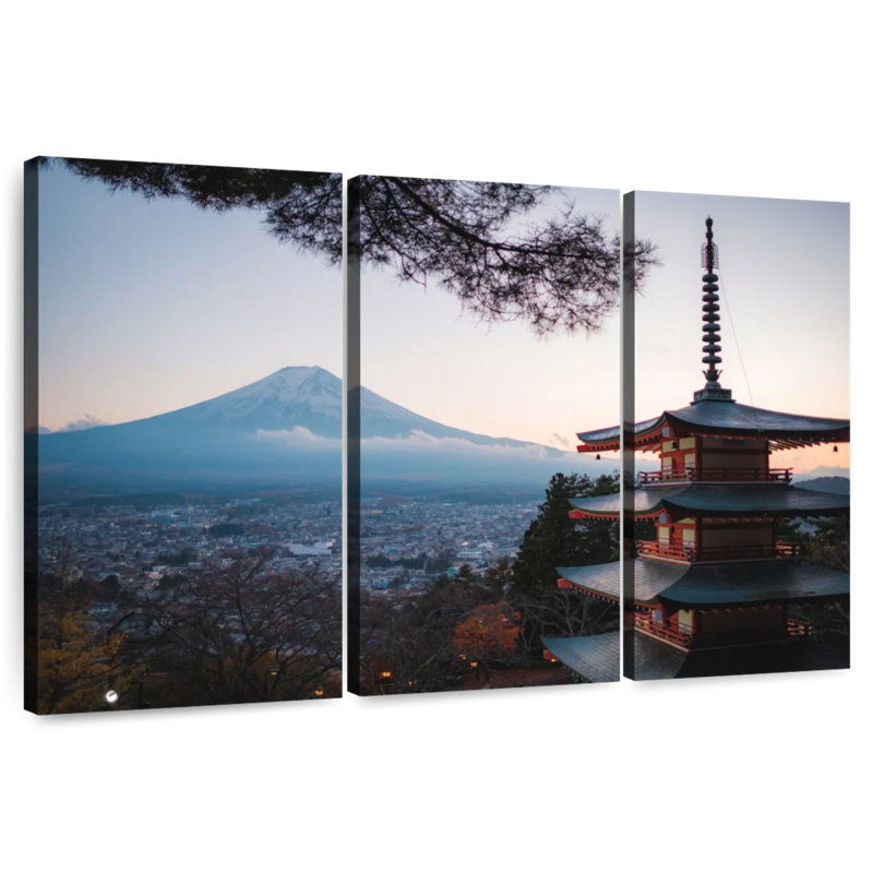 Pagode Adella surplombant le mont Fuji, H 48 po x l 74 po