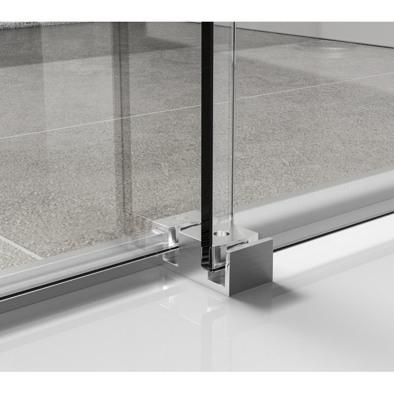 35" W x 76" H Framed Fixed Glass Panel, Nickel