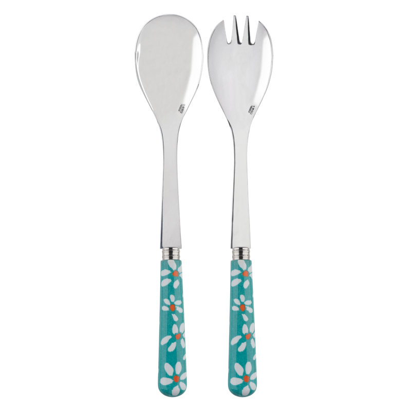 Sabre Paris - Salad Cutlery Set Daisy, Turquoise