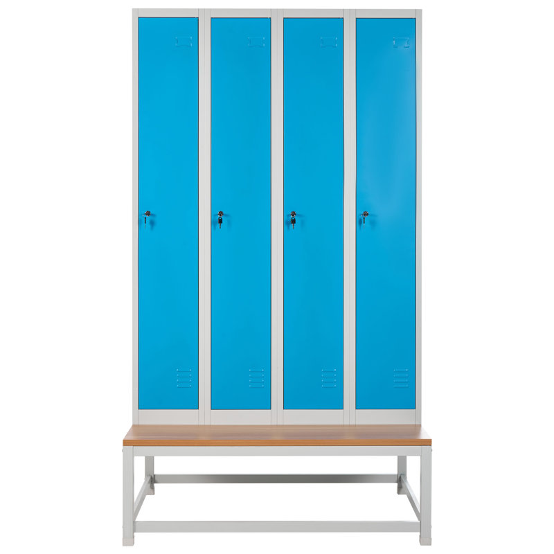 ATHLETE Steel 1 - Tier 120cm Gym Locker with Lock Bar, White/Blue