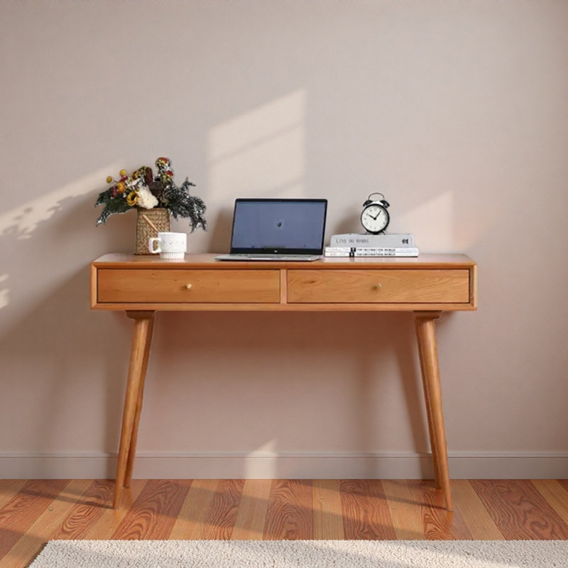Petit bureau en bois de cerisier brun massif, H 30,7 po x l 47,24 po x P 21,65 po