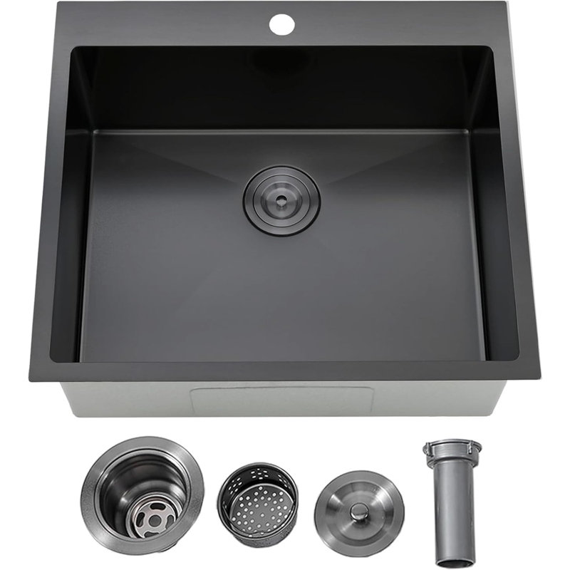 25X22 Inch Gumetal Black Topmount Kitchen Sinks