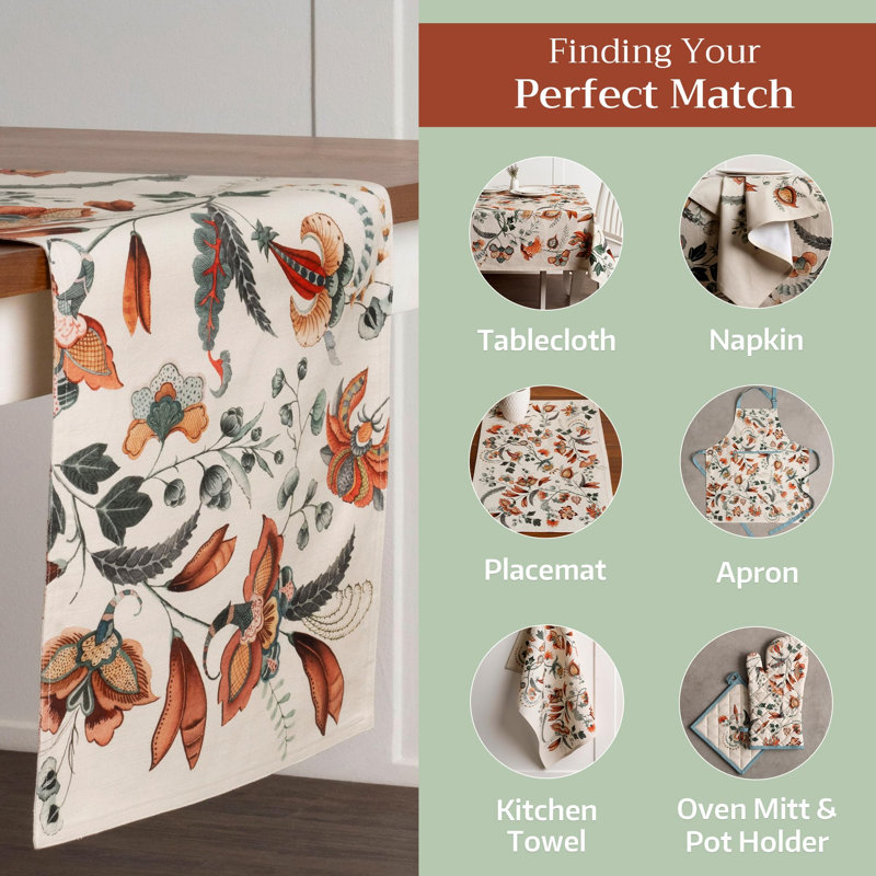 Maison d' Hermine Table runner 100% Cotton Double Layer Table Runners 72 inches long for Thanksgiving Christmas Decorations Home Kitchen Dining Party Wedding (Dalida, 14.5" x 72")