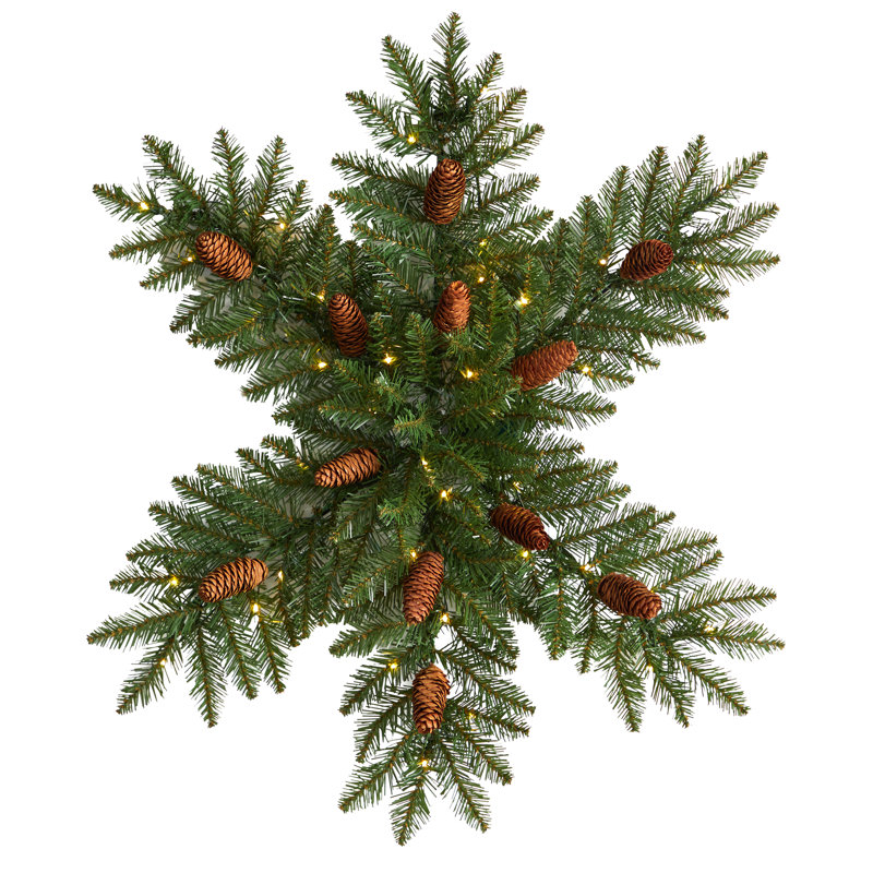 Pre-Lit Snowflake Wreath with Pinecones