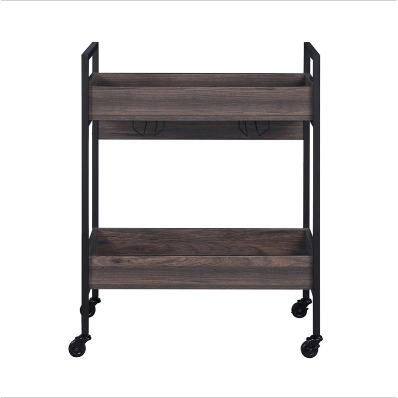 Rectangular Serving Cart With 2 Tier Shelf
