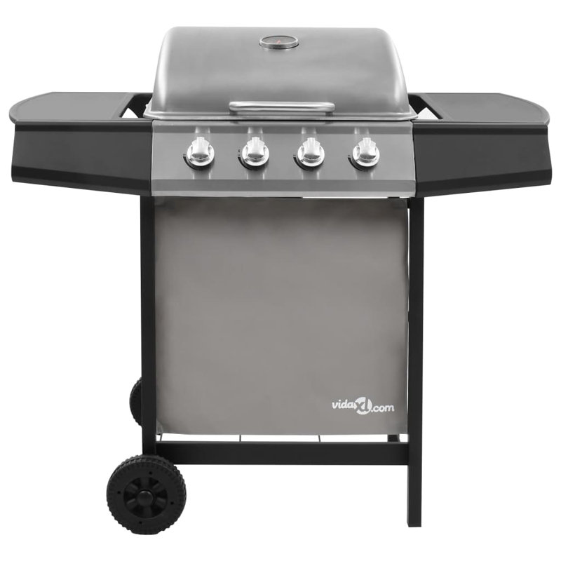 vidaXL 4 - Burner Countertop Natural Gas 13648 BTU Grill, Black/Silver