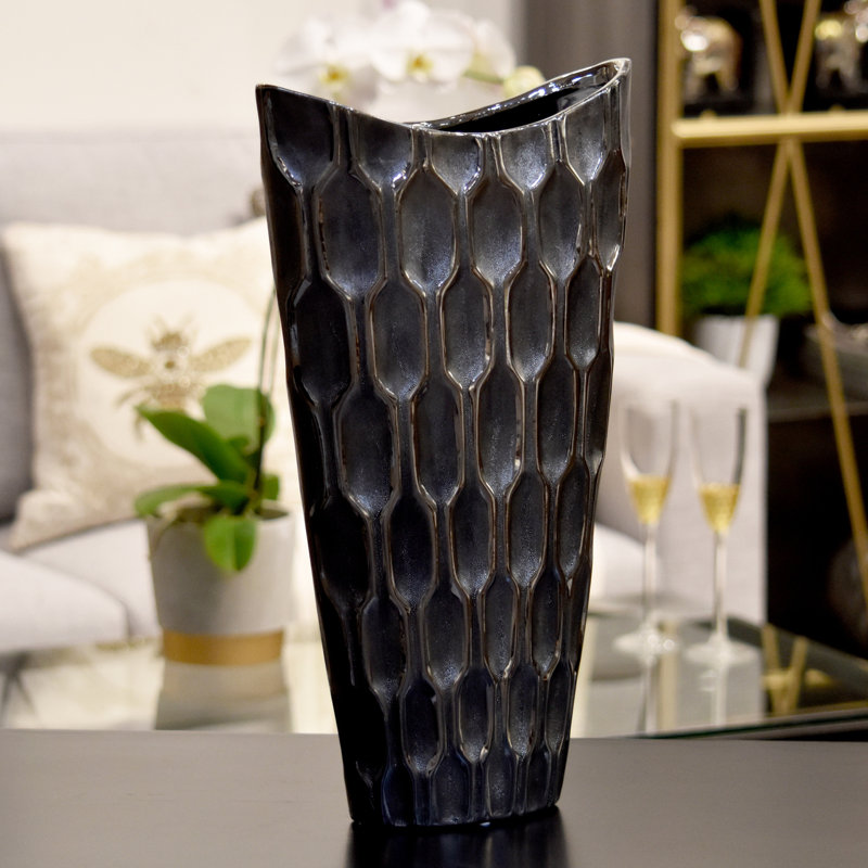 Vase de plancher ovale en céramique Simonne