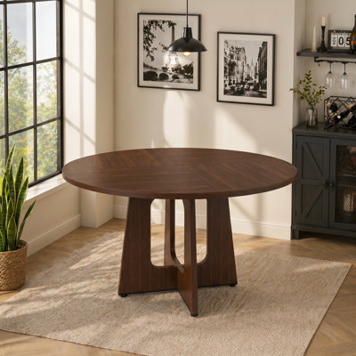 Table de salle à manger 47,2 "en bois massif Farmoud Roud avec piédestal en croix pour 4 à 6 personnes