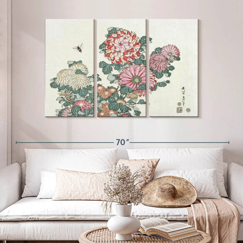 Chrysanthèmes Harnek et une abeille, H 32 po x l 50 po
