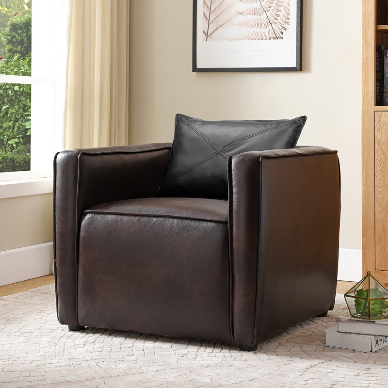 Fauteuil l 32,5 po Mcrady, Vinyle brun