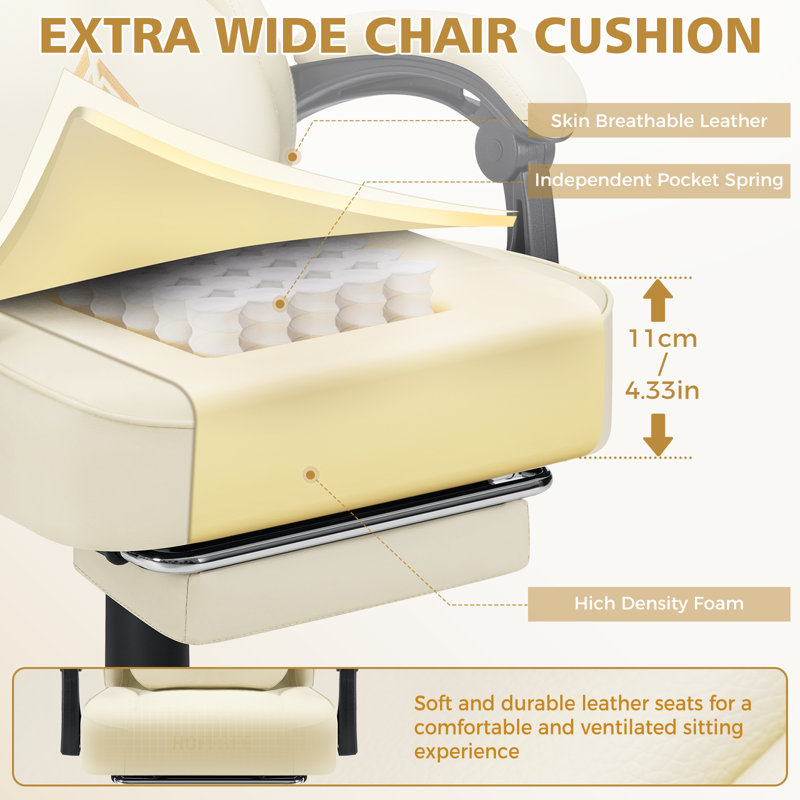 Fauteuil lombaire inclinable et ergonomique Ivy Bronx, Crème