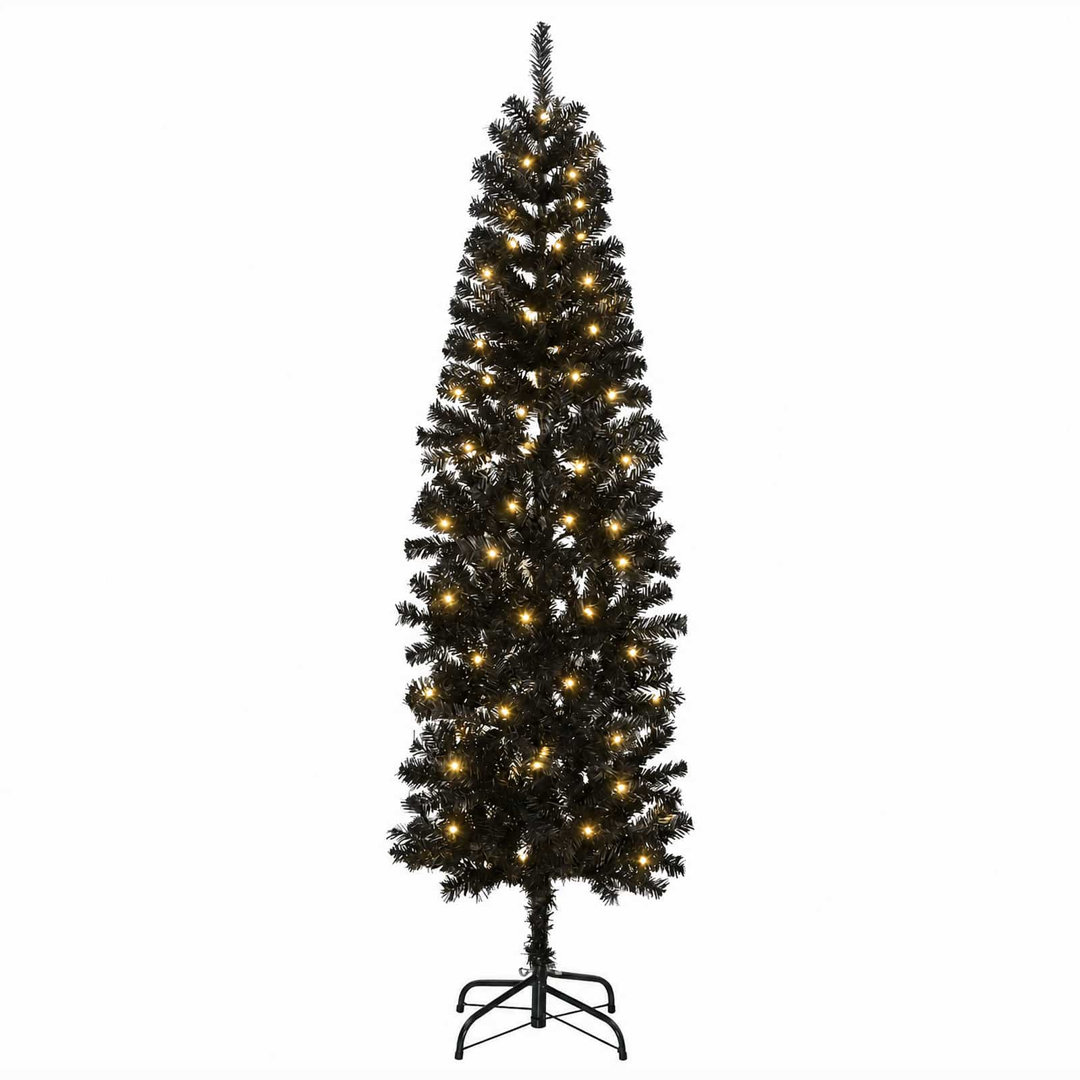 Vidaxl Artificial Slim Christmas Tree 210 Cm 300 Leds Warm White - Image 3