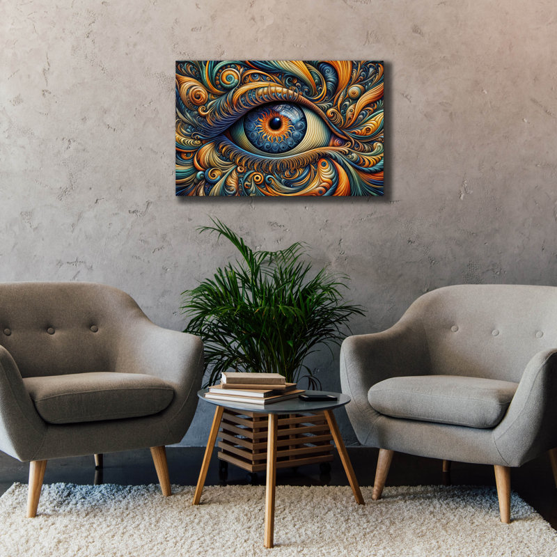 «Psychedelic œil 5» par Rey Klimt, art mural sur toile, 40 po x 26 po