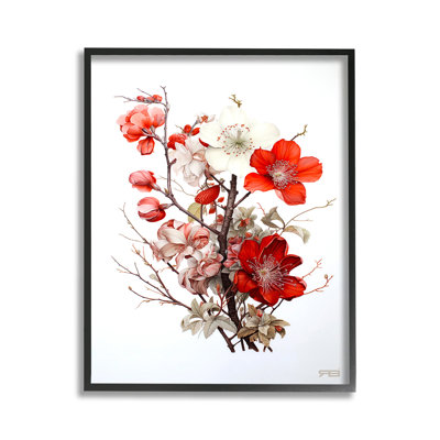 «Red Flower Branches», art de la giclée encadrée par RB
