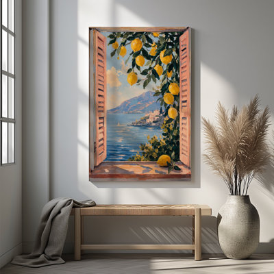 Impression sur toile encadrée 1pc, reproduction de bord de mer méditerranéen abstrait, impression de toile de paysage italien côte Amalfi, impression sur toile pour salon chambre bureau salle de bain dortoir, prêt à accrocher