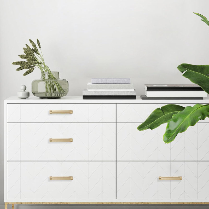 Paquet de 10 poignées d'armoire en or brossé - poignées de tiroir moletées de 3 pouces - Quincaillerie d'armoire de cuisine durable avec vis incluses - Installation facile pour les armoires, les commodes et les portes