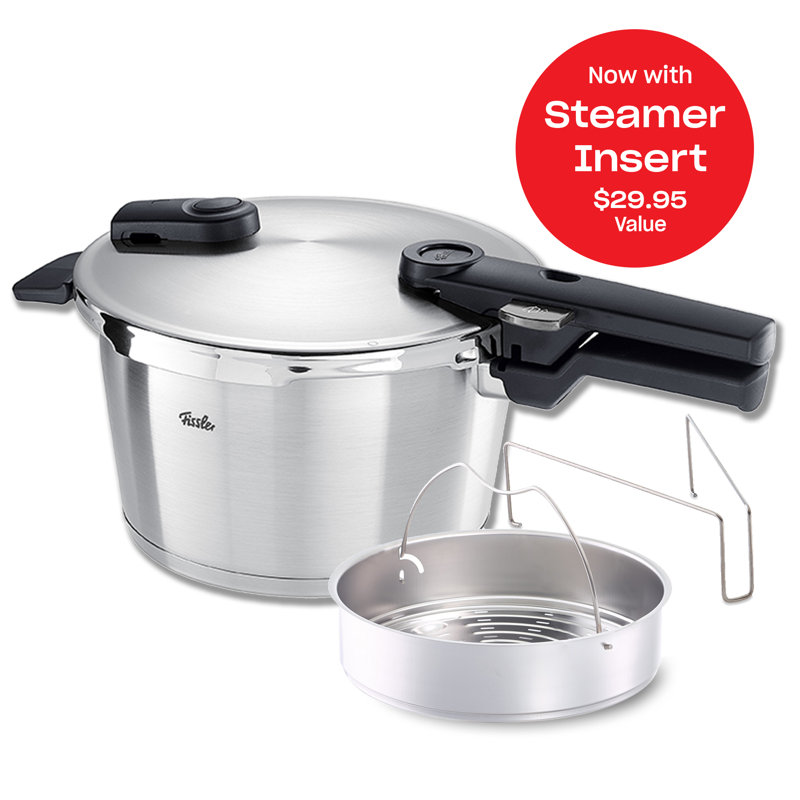 Vitaquick® Premium Pressure Cooker, 2.6 Quart With Steamer Insert And Tripod, 7.1" H x 9.8" W x 17.1" D