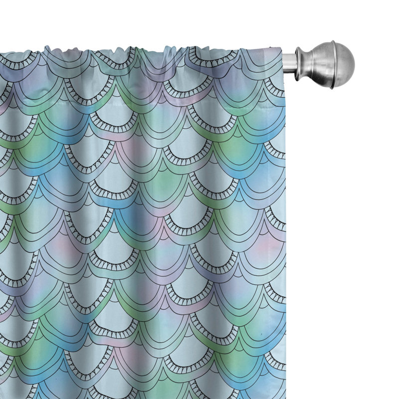 Fish Scale Geometric Semi-Sheer Rod Pocket Curtain Panels, 28" x 95"