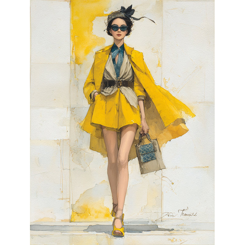Chic in Yellow Wrapped Canvas Wall Art