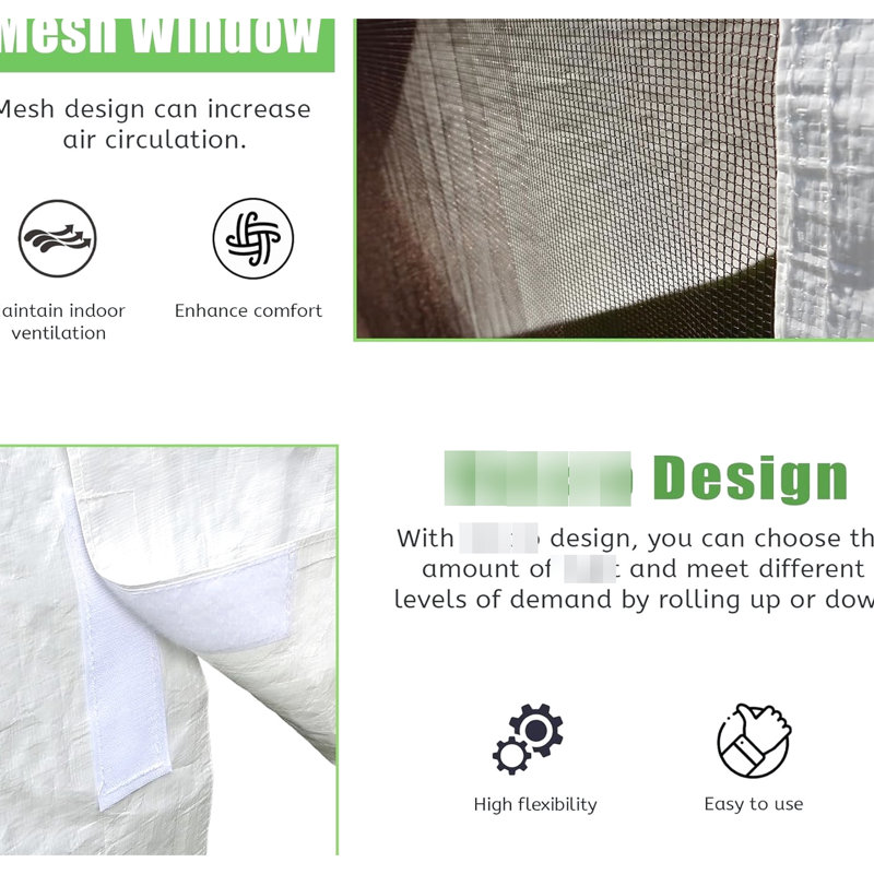 Couvercle fermé toutes saisons pour abri de jardin 12 pi x 14 pi - imperméable pour abris de jardin blancs et fenêtres en filet pour et avec