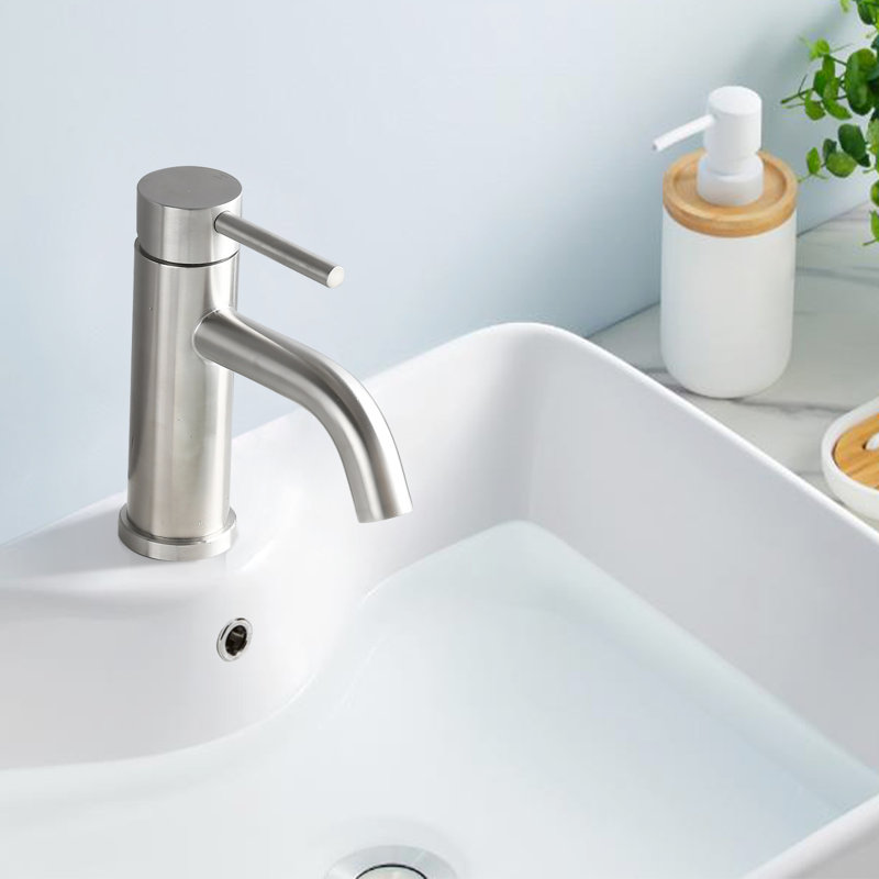 Single Handle Bathroom Faucet, Stainless Steel Bathroom Sink Faucet With Pop Up Drain, Brushed Nickel