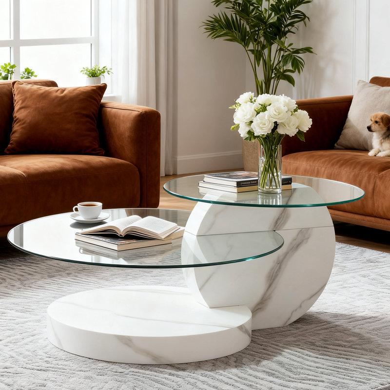31.5 inch Double Layer Glass Coffee Table
