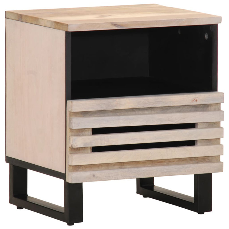 40cm W Steel Bedside Table, Natural