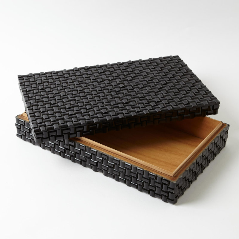 Horn Box Woven Black, 3" H x 9" W x 15" D