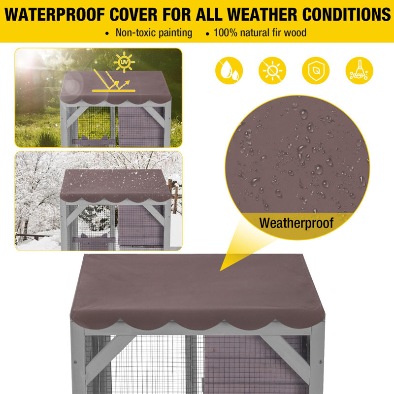 Camdyn Outdoor Cat Catio Enclosure with Wheels, Movable Outdoor Cat House Cat Cage with Upgraded Resting Box, Waterproof Cover