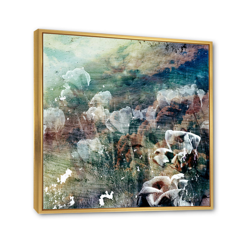 Conception rétro grunge rétro - On, H 16 po x l 16 po x P 1 po, Toile avec cadre flottant or