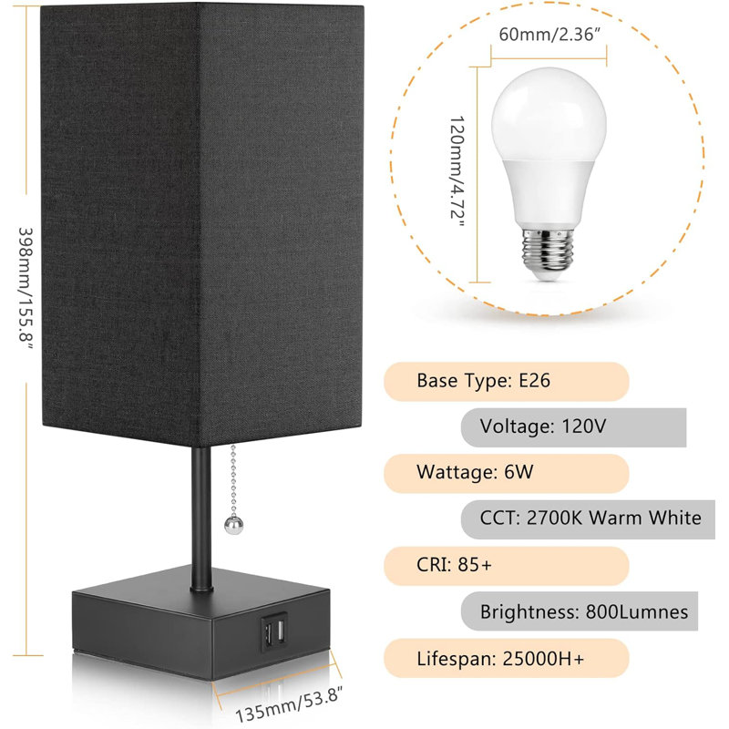 Lampe de table Reeya, Noir