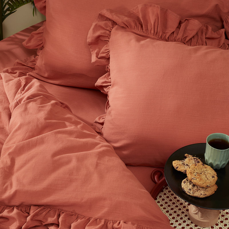 Adysson 100% Cotton Plain Weave Fitted Sheet, King, Terra Orange