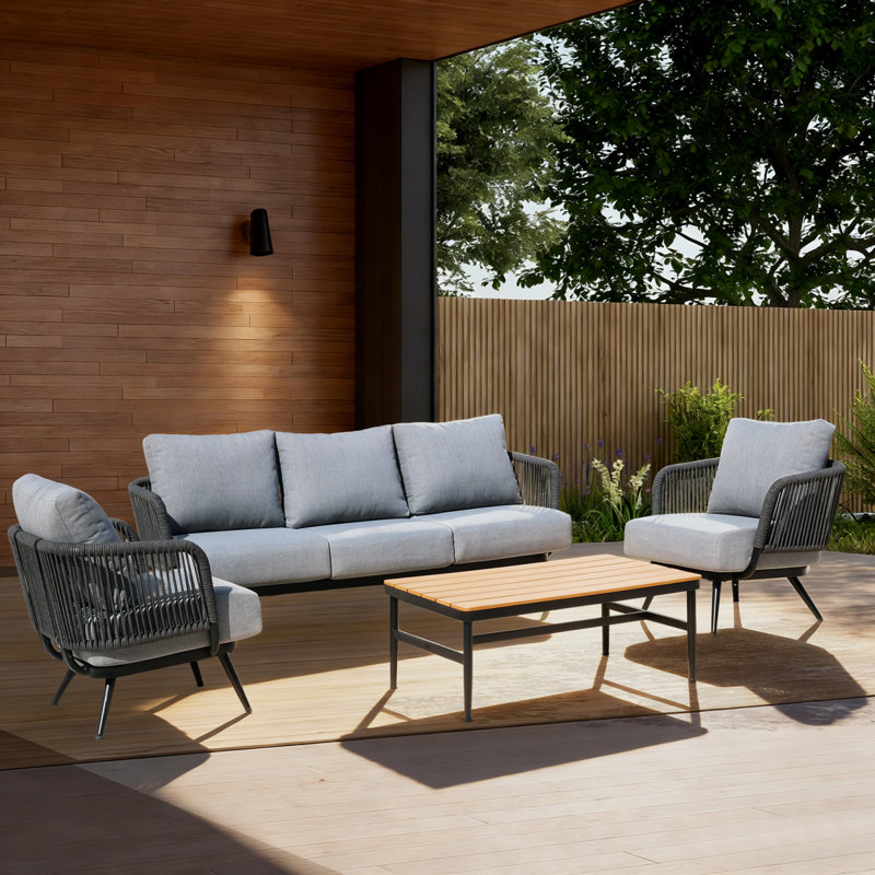 Ensembles de salle à manger spacieux pour patio, grain de bois de fer de style moderne pour la cour arrière