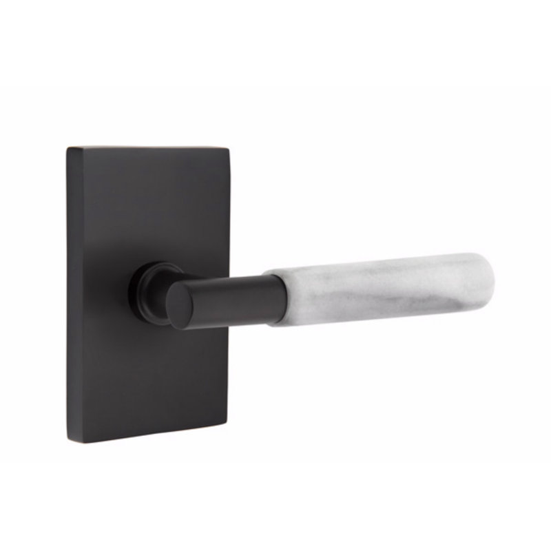 Select Single Dummy Door Lever, Flat Black/White Marble
