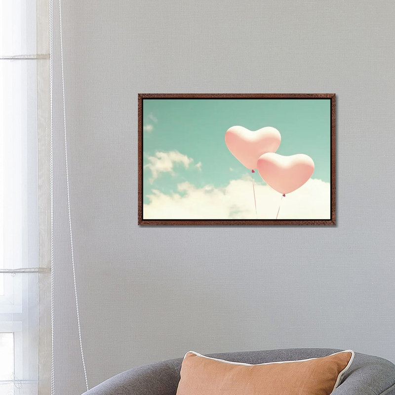 Happy Love by Caroline Mint - Print on Canvas, 66.04 cm H x 45.72 cm W, Classic Brown Wood Framed
