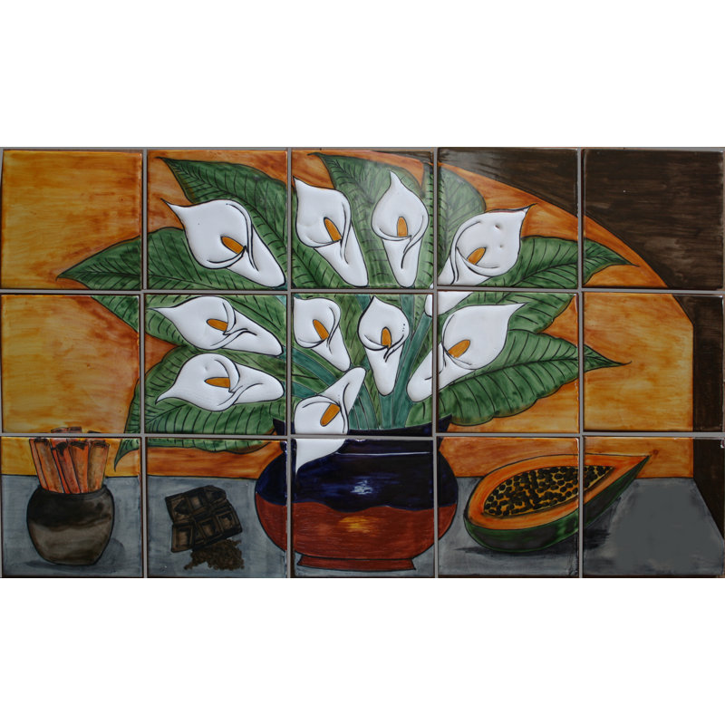 TalaMex Callalilies And Cannelle. Murale argile Talavera
