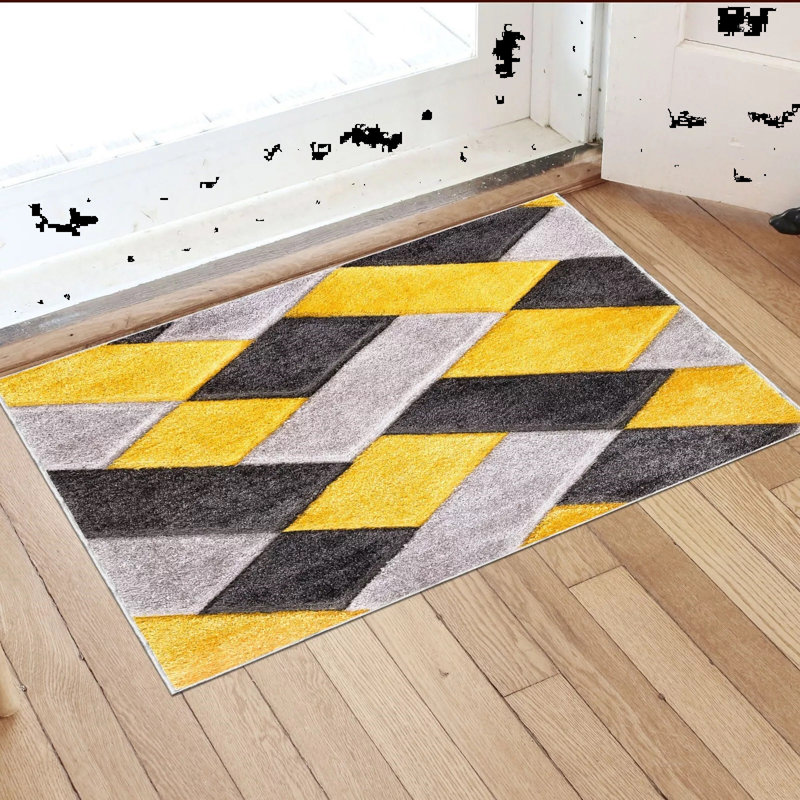 Christean Non-Slip Indoor Doormat, 60cm W x 110cm L, Yellow