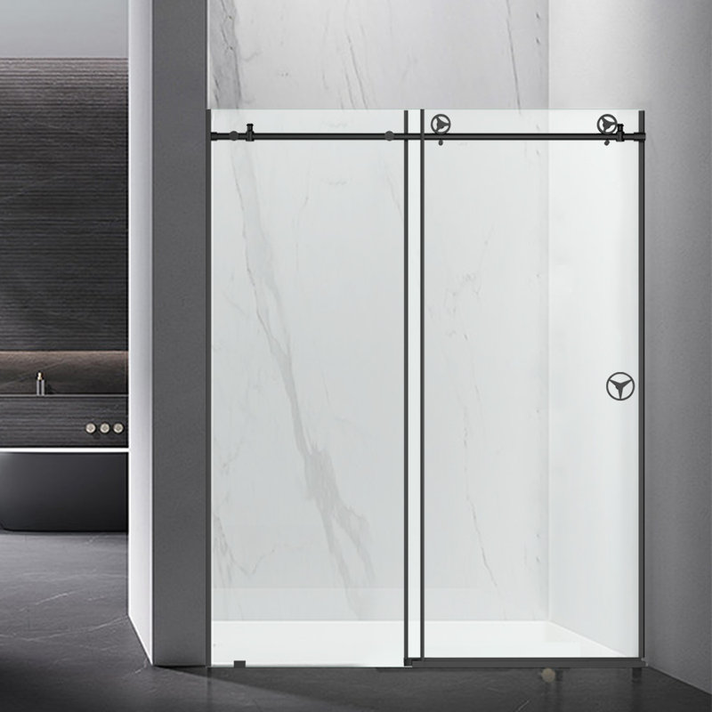 60'' - W x 76'' H Single Added Door Frameless Shower Door with