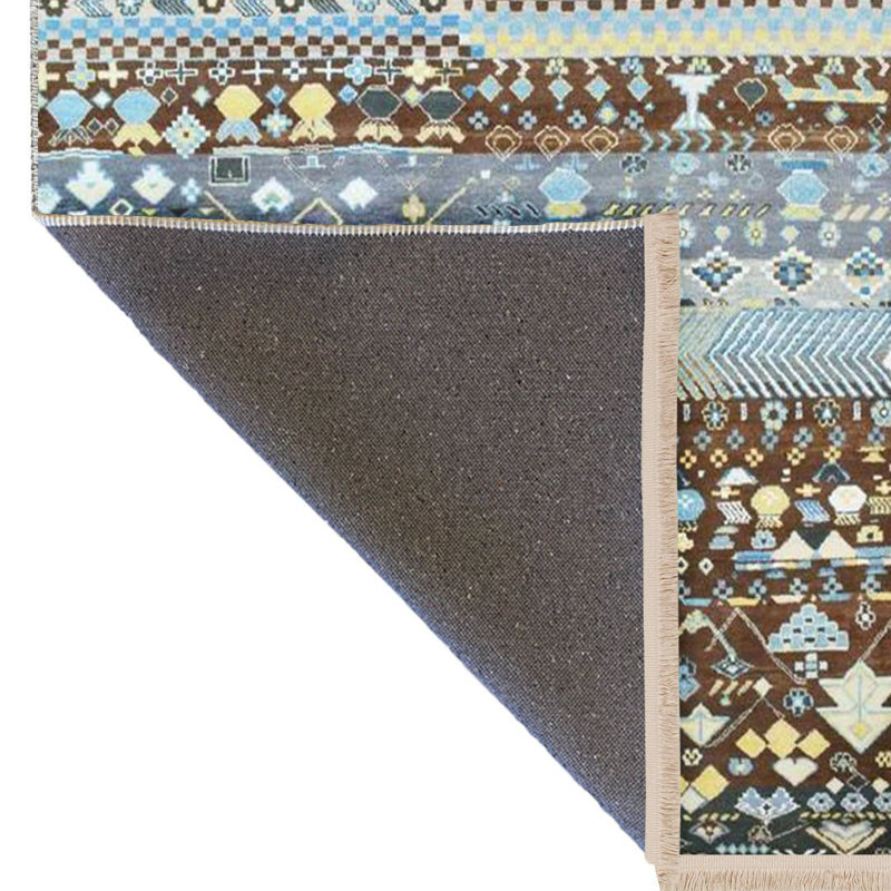 Tapis décoratif moderne à motif bleu traditionnel Barcelona Collection Barcelona, Rectangle 3 pi 11,24 po x 5 pi 10,87 po