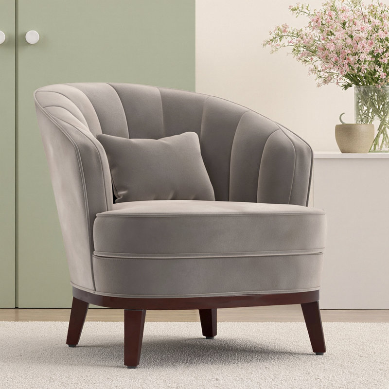 Élégant fauteuil d'appoint en tonneau rembourré Ava, Grey