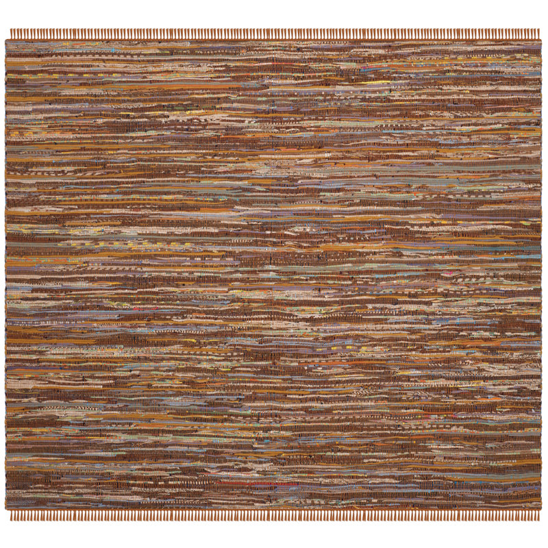 Desimone Rug Hand Woven Cotton Striped Rug, Square 6'