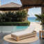 Chaise longue en bois d'acacia - Dossier réglable avec coussin résistant à l'eau - Chaise longue de piscine et de patio-1372402882