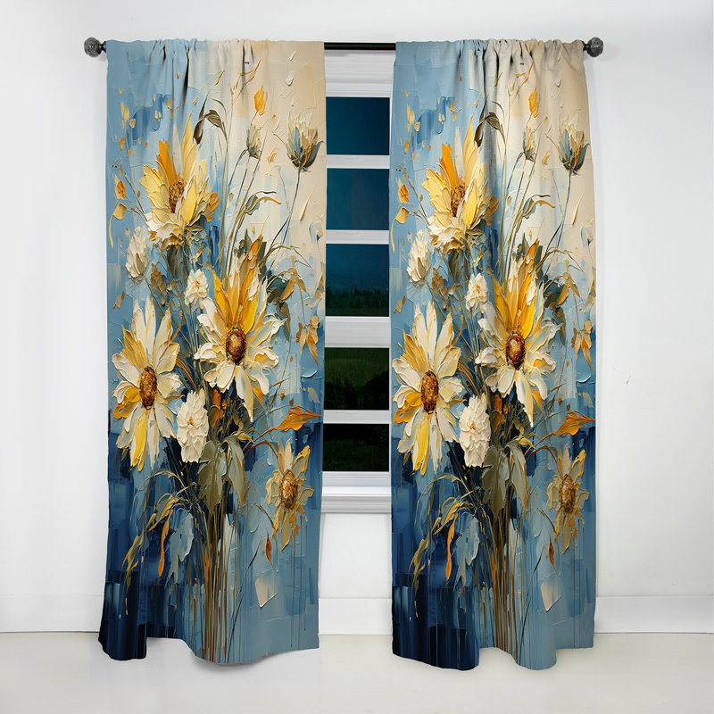 Josia - Rideau tournesols - Rideau occultant à motif floral - 1 panneau, L 52 po x L 95 po