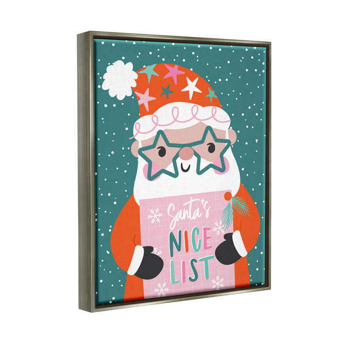 The Holiday Aisle® Santa's Nice List Falling Snow Framed On Canvas by ...