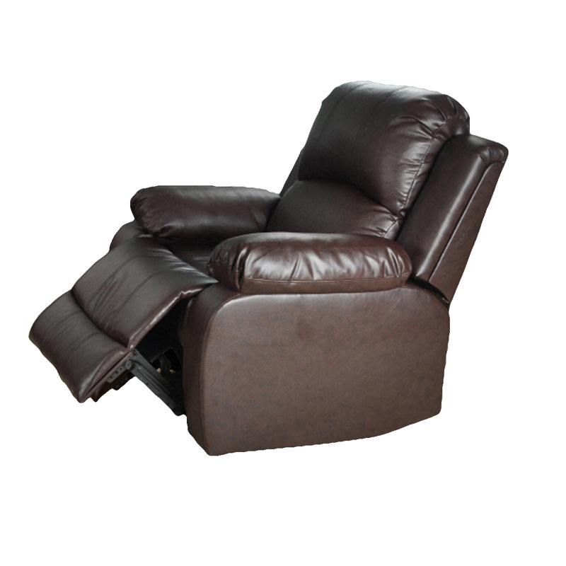 36" Wide Faux Leather Manual Standard Recliner, Brown Faux Leather