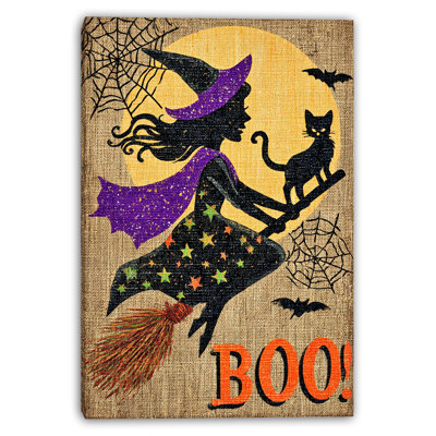 «Witch and Cat Boo», art mural sur toile tendue